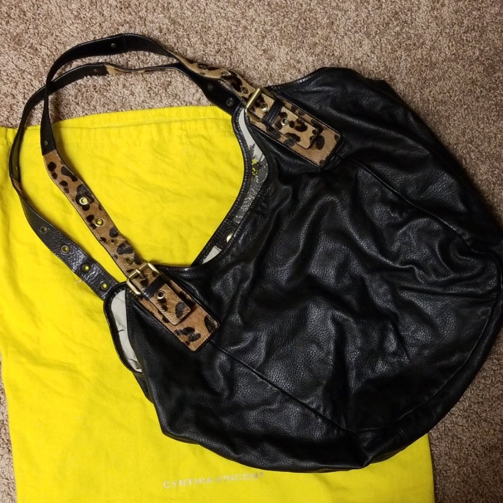 Cynthia Vincent Black Leather Purse
